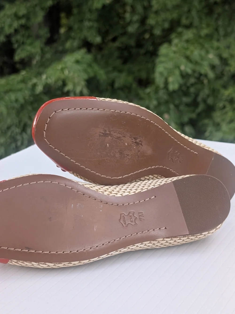 Tory Burch Coral Patent & Woven Ballet Flats
